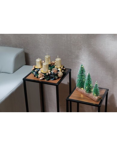 Veniec MagicHome Vianoce, adventný, zeleno-modro-zlatý, 25 cm