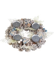 Veniec MagicHome Vianoce, adventný, modro-biely, 30 cm