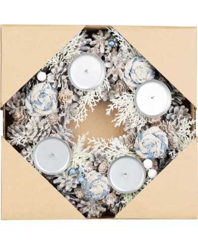 Veniec MagicHome Vianoce, adventný, modro-biely, 30 cm