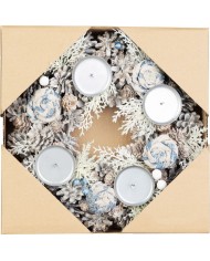 Veniec MagicHome Vianoce, adventný, modro-biely, 30 cm
