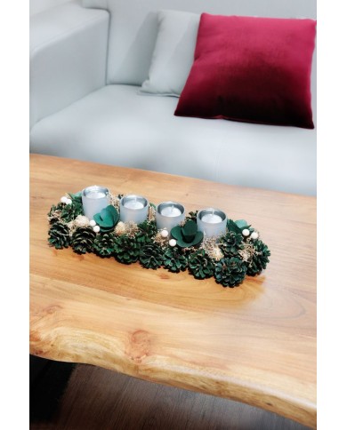 Ikebana MagicHome Vianoce, adventná, zelená, 45x15x9 cm