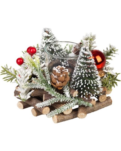 Svietnik MagicHome Vianoce, prírodný, 13x11 cm