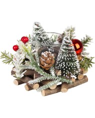Svietnik MagicHome Vianoce, prírodný, 13x11 cm
