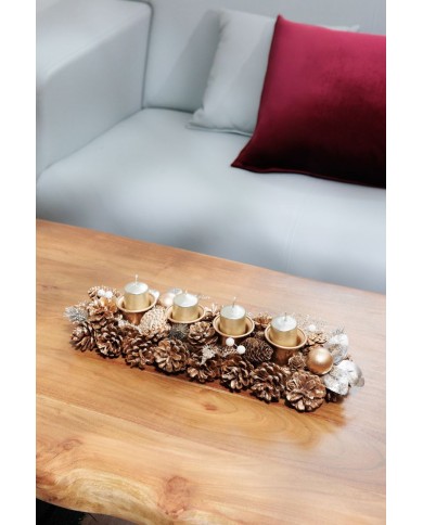 Ikebana MagicHome Vianoce, adventná, zlatá, 45 cm