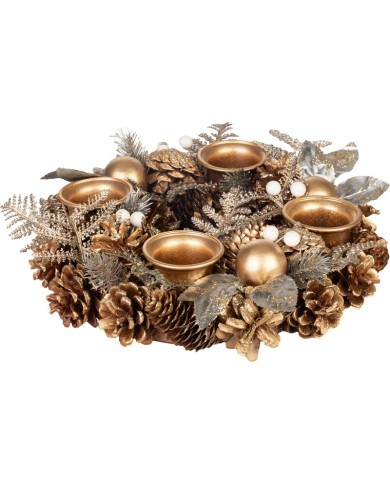 Veniec MagicHome Vianoce, adventný, zlatý, 30 cm