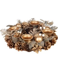 Veniec MagicHome Vianoce, adventný, zlatý, 30 cm