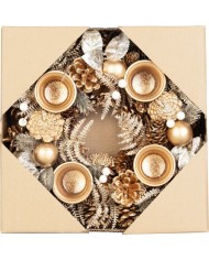 Veniec MagicHome Vianoce, adventný, zlatý, 30 cm