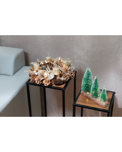 Veniec MagicHome Vianoce, adventný, zlatý, 30 cm