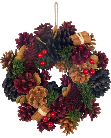 Veniec MagicHome Vianoce, závesný, modro-červený, 24 cm