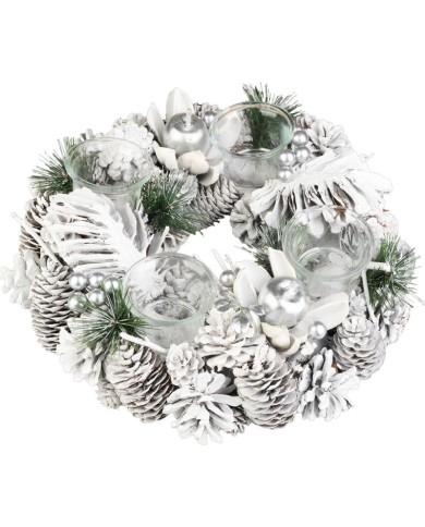 Veniec MagicHome Vianoce, adventný, biely, 32 cm