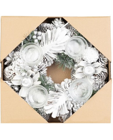 Veniec MagicHome Vianoce, adventný, biely, 32 cm