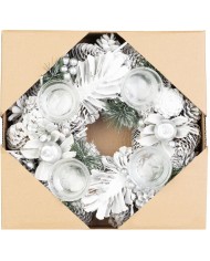 Veniec MagicHome Vianoce, adventný, biely, 32 cm