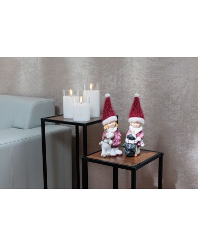 Dekorácia MagicHome Vianoce, Chlapec s tučniakom, 6.3x9.3x22.5 cm