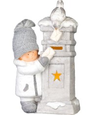 Dekorácia MagicHome Vianoce, Chlapček s poštovou schránkou, LED, 14.5x22.5x39 cm
