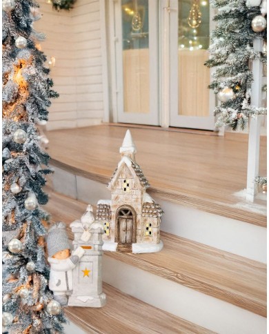 Dekorácia MagicHome Vianoce, Chlapček s poštovou schránkou, LED, 14.5x22.5x39 cm