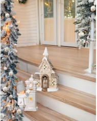 Dekorácia MagicHome Vianoce, Chlapček s poštovou schránkou, LED, 14.5x22.5x39 cm