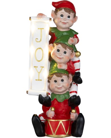 Dekorácia MagicHome Vianoce, vianoční škriatkovia, LED, 12.5x13.3x30.5 cm