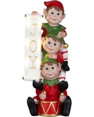 Dekorácia MagicHome Vianoce, vianoční škriatkovia, LED, 12.5x13.3x30.5 cm