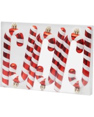Dekorácia MagicHome Vianoce, Vianočná lízanka, bielo-červená, 12,5 cm, bal 6ks