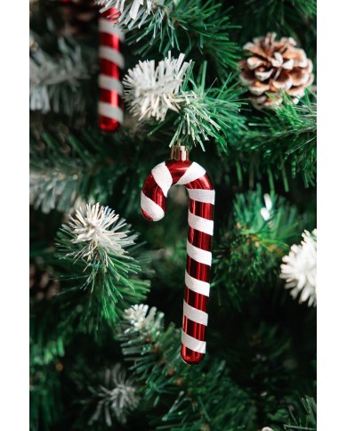 Dekorácia MagicHome Vianoce, Vianočná lízanka, bielo-červená, 12,5 cm, bal 6ks
