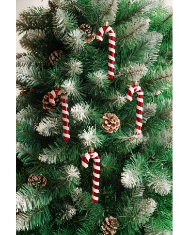 Dekorácia MagicHome Vianoce, Vianočná lízanka, bielo-červená, 12,5 cm, bal 6ks