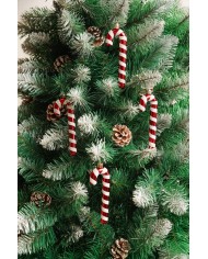 Dekorácia MagicHome Vianoce, Vianočná lízanka, bielo-červená, 12,5 cm, bal 6ks