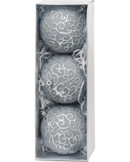 Gule MagicHome Vianoce, sada, 3 ks, strieborná, na vianočný stromček, 10 cm