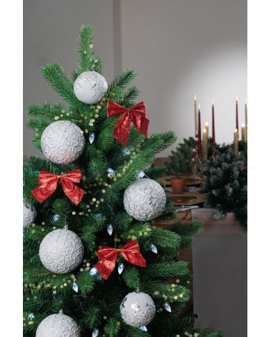 Gule MagicHome Vianoce, sada, 3 ks, strieborná, na vianočný stromček, 10 cm