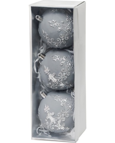 Gule MagicHome Vianoce, sada, 3 ks, strieborná, na vianočný stromček, 8 cm