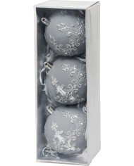 Gule MagicHome Vianoce, sada, 3 ks, strieborná, na vianočný stromček, 8 cm