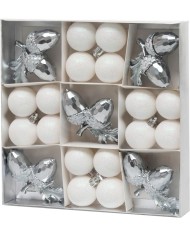 Gule MagicHome Vianoce, sada, 21 ks, biele-strieborné, mix, na vianočný stromček