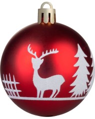 Gule MagicHome Vianoce, 12 ks, 6 cm, červené s bielym ornamentom, na vianočný stromček