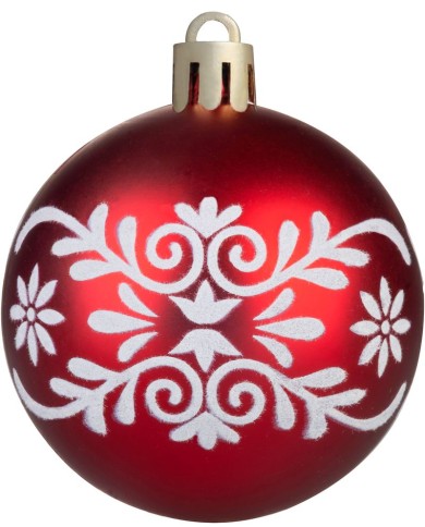 Gule MagicHome Vianoce, 12 ks, 6 cm, červené s bielym ornamentom, na vianočný stromček