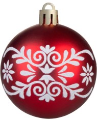 Gule MagicHome Vianoce, 12 ks, 6 cm, červené s bielym ornamentom, na vianočný stromček