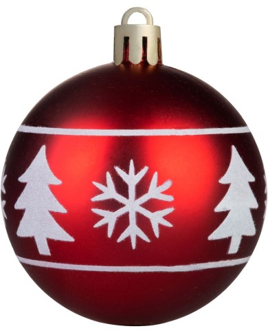 Gule MagicHome Vianoce, 12 ks, 6 cm, červené s bielym ornamentom, na vianočný stromček