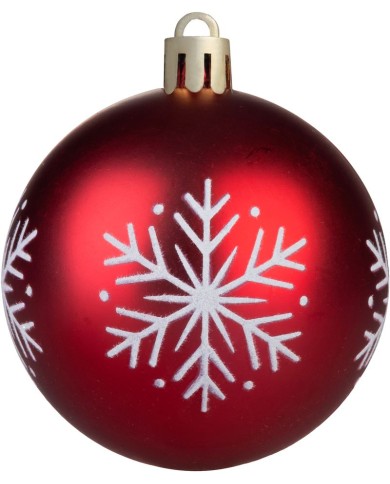 Gule MagicHome Vianoce, 12 ks, 6 cm, červené s bielym ornamentom, na vianočný stromček