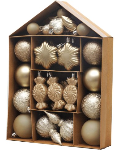 Gule MagicHome Vianoce, sada, 32 ks, šampaň, mix, na vianočný stromček