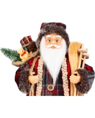 Dekorácia MagicHome Vianoce, Santa, s darčekom, červený, 30 cm