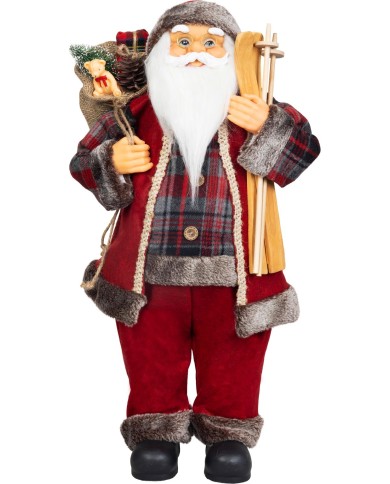 Dekorácia MagicHome Vianoce, Santa, s darčekom, červený, 60 cm