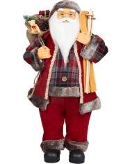 Dekorácia MagicHome Vianoce, Santa, s darčekom, červený, 60 cm