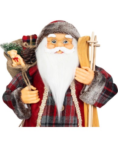 Dekorácia MagicHome Vianoce, Santa, s darčekom, červený, 60 cm