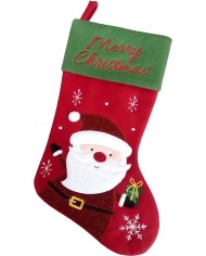 Dekorácia MagicHome Vianoce, Čižma, vzor santa, 25 x 41 cm