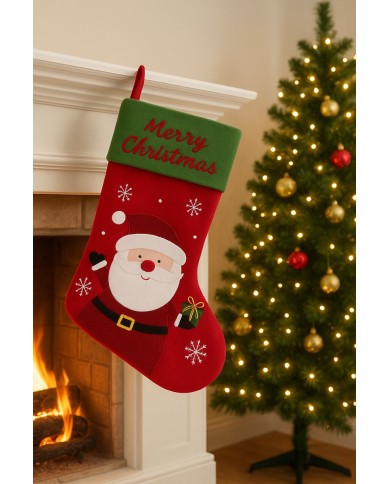 Dekorácia MagicHome Vianoce, Čižma, vzor santa, 25 x 41 cm