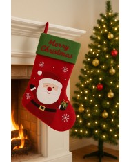 Dekorácia MagicHome Vianoce, Čižma, vzor santa, 25 x 41 cm