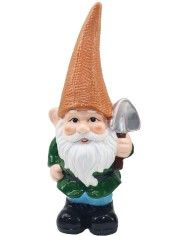 Dekorácia MagicHome, Trpaslík s oranžovým klobúkom, keramika, 12,5x8,5x28 cm