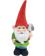 Dekorácia MagicHome, Trpaslík s červeným klobúkom, keramika, 12,5x8,5x28 cm