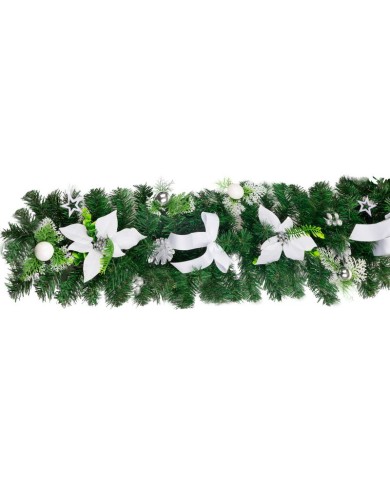 Dekorácia MagicHome Vianoce, girlanda, bielo-strieborná 200 cm