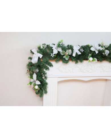 Dekorácia MagicHome Vianoce, girlanda, bielo-strieborná 200 cm