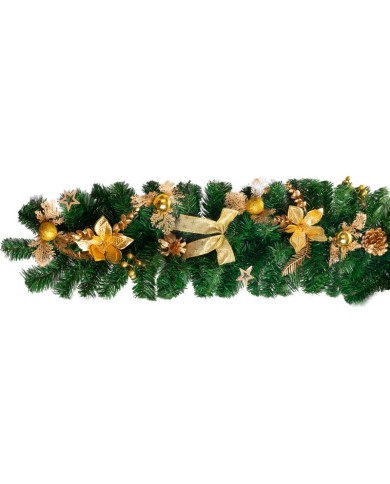 Dekorácia MagicHome Vianoce, girlanda, zlatá, 200 cm