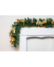 Dekorácia MagicHome Vianoce, girlanda, zlatá, 200 cm